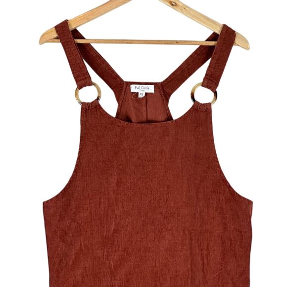 Full Circle Trends Pinafore Dress Womens XL Rust Brown Cotton Cottagecore Farm - Picture 2 of 5